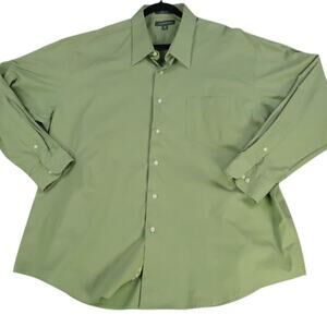 Croft & Barrow Broadcloth Dress Shirt Green Wrinkle Resistant 15.5 - 34/35